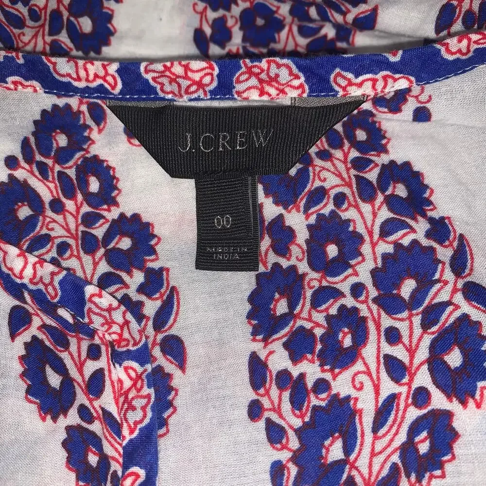 J. CREW Paisley Print Bohemian Cotton Tunic 00